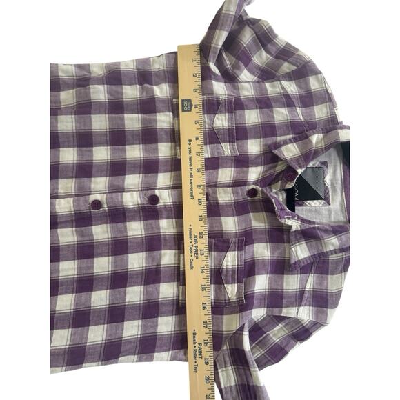 Volcom Womens Medium Cotton Purple Plaid Luna Long Sleeve Button Top #5650 - Picture 12 of 15